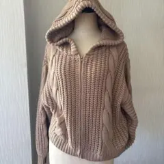 RETORO GIRL ケーブル編みニットパーカー♡