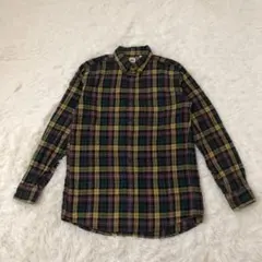 ユニクロ　フランネルシャツ　チェック柄　ボタンダウン　バックタック　綿100%L