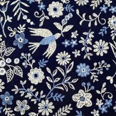 国産スケア コスモテキスタイル 北欧刺繍フォークロアネイビー1m