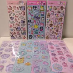 【正規品】サンリオ　ラメ入り樹脂もりシール　すりガラス風シール　7枚セット