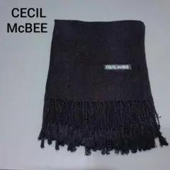 CECIL McBEE ブラック レーヨン　フリンジ マフラー　滑らか肌触り
