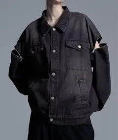 【Loose】3way ヴィンテージ ジップショルダーデニムジャケット