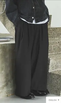 OPENING ACT エクストラバギーストレートスラックス M 、ブラック