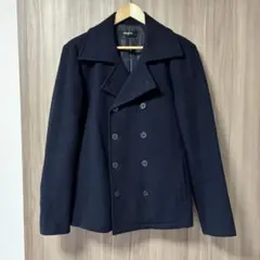 ネイビー ウール ピーコート　濃紺　メンズ