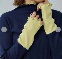 しまむら　mysa田中里奈　テレコ配色袖ハイネックプルオーバー　M