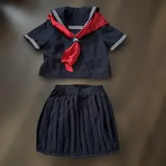 セーラー服上下 Mサイズ 黒/赤スカーフ