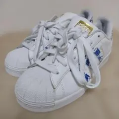 adidas SUPERSTAR ホワイト ブルー スニーカーのサムネイル