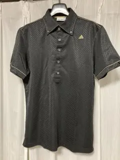 adidas チェック柄ポロシャツ L 黒