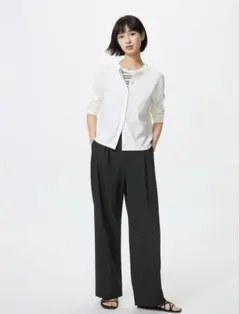 UNIQLO タックワイドパンツ　L ブラック