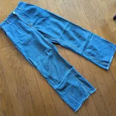 ブーツカットデニム 青 ゴム入りウエスト