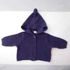 プティマイン　 フード付きカーディガン 70サイズ ネイビー　ポンポン付き