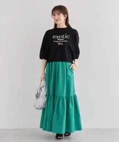 ELENCARE DUE ロゴ刺繍6分袖ニット