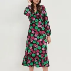 インポート 英国 DOROTHY PERKINS 長袖フラワープリントワンピースのサムネイル