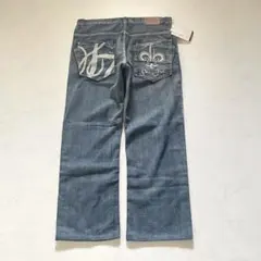 00s y2k SEANJOHNワイドストレートデニムパンツ 刺繍 髭 W38のサムネイル