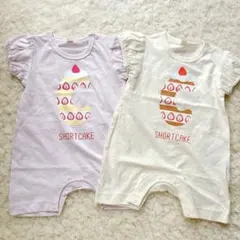 ✳︎新品未使用タグ付✳︎ショートケーキロンパース　双子ロンパース　半袖ロンパース70