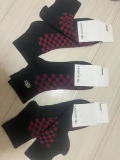 LACOSTE ソックス 3足セット ブラック チェック