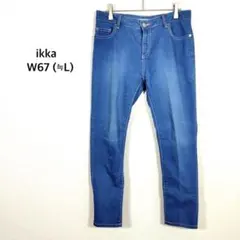 ikka イッカ◉スキニーパンツ デニム L ブルー ストレッチ きれいめ 薄手のサムネイル