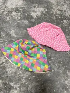 子供用ハット2点セット（チェック柄・花柄）