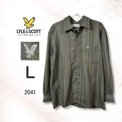 LYLE＆SCOTT ライル＆スコット ウール混 ストライプ シャツ L 洗えるのサムネイル
