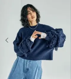 3.5ゲージ袖フリンジプルオーバー