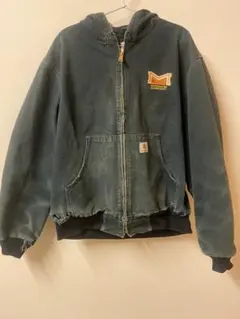 90sCarharttアクティブジャケット企業ロゴ／モスグリーン/超希少