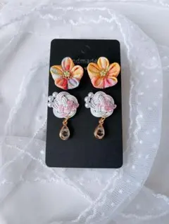 ちりめん　ピアス　つまみ細工　水引