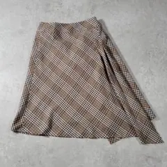 【美品】ELLE PLANETE エルプラネーテ チェック柄Aラインスカート　S