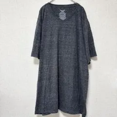 【3L】半袖 Ｔシャツ 杢柄 Ｖネック 半袖 Ｔシャツ ビッグサイズ 黒 綿のサムネイル