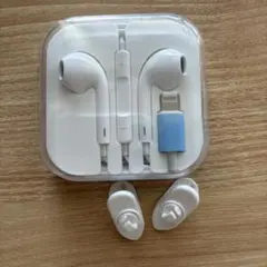 ホワイト有線イヤホン Lightningコネクタ クリップ付き