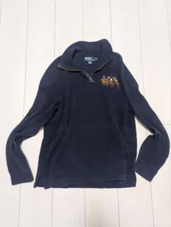 ポロラルフローレン　ハーフジップスウェット　ネイビー　刺繍ロゴ　Y2K Mサイズ