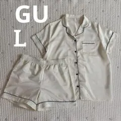 GU パジャマ セットアップ　Lサイズ　サテン風　ホワイト 系のサムネイル