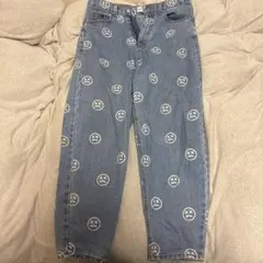 massnoun 笑顔プリント ストレートデニム