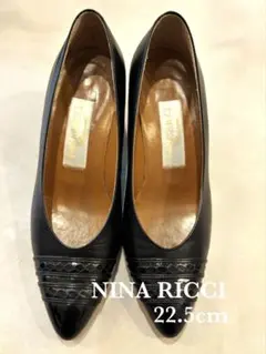 【ほぼ新品】NINA RICCI ブラックレザー パンプス 22.5cm