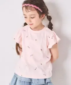 ペアマノン　ガールズ 袖フリル アイス刺繍 半袖Tシャツ　110センチ　新品のサムネイル