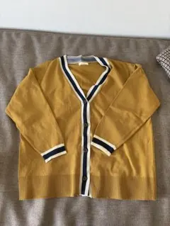 マスタード Vネック カーディガン Fサイズ