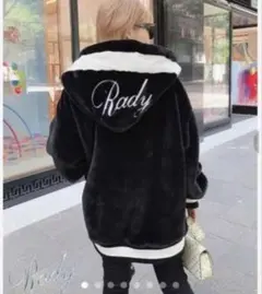 完売品✨Rady ユニセックス フード付きファーブルゾンブラック 手越 