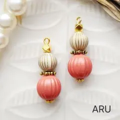 No.524★大人可愛い☆ピンクレッド☆ホワイト☆ゴールド☆ピアス☆イヤリング