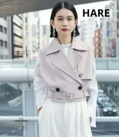 【セール】ハレHARE　トレンチショートジレ ベージュ　ベストのサムネイル