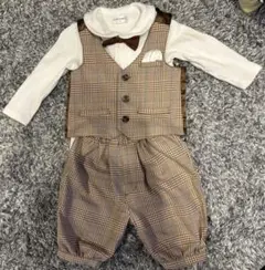 フォーマルスーツ 80cm ブラウン系チェック