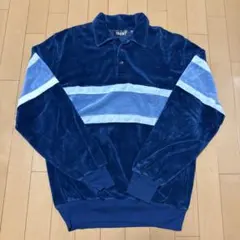 TRENT ネイビー/ライトブルー ベロア生地ポロシャツ
