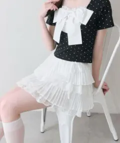 OLIVE des OLIVE プリーツレースティアードミニスカートのサムネイル