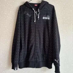 PUMA ドット柄 ジップアップパーカー ブラック