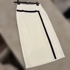明日まで最終価格　MaxMara ホワイト ブラック ストライプ タイトスカート