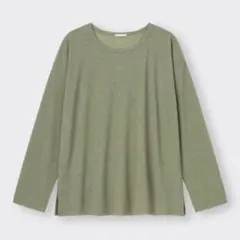 GU オリーブグリーン 長袖Tシャツ 241-345720