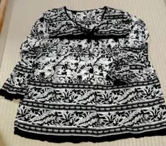 モノトーン 花柄 チュニック 長袖のサムネイル