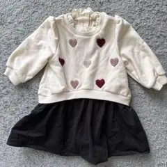 プティマイン petit main ハート刺しゅう切り替えワンピース80 新品