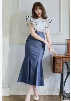 【紙タグ有】Mermaid Denim Effect Skirt Sのサムネイル