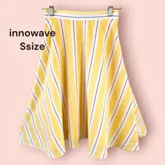 イノウェーブ フレアスカート ストライプ 黄色 Sサイズ ポリエステル
