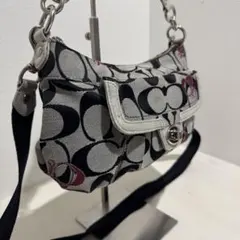 美品 コーチ Y2K 2way デニム シグネチャー ショルダーバッグ ホーボー