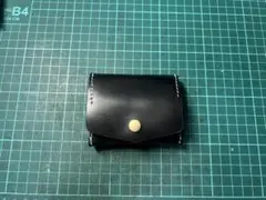 【ハンドメイド】本革コインケース マットブラック × ダークグリーン